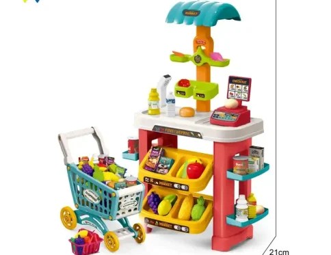 سوپرمارکت اسباب بازی با صندوق، ترازو و بارکدخوان