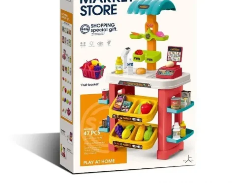 سوپرمارکت اسباب بازی با صندوق ، ترازو و بارکدخوان