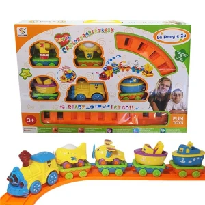 قطار اسباب‌بازی باتری‌خور موزیکال با ریل و نورپردازی