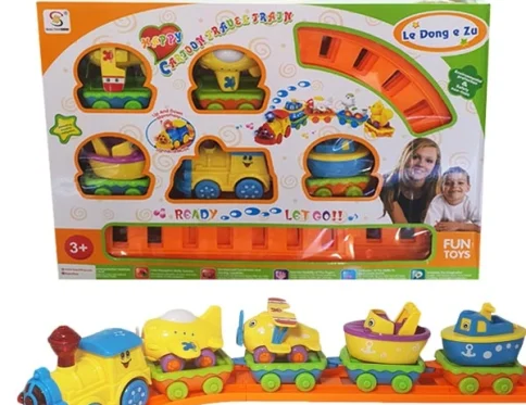 قطار اسباب‌بازی باتری‌خور موزیکال با ریل و نورپردازی